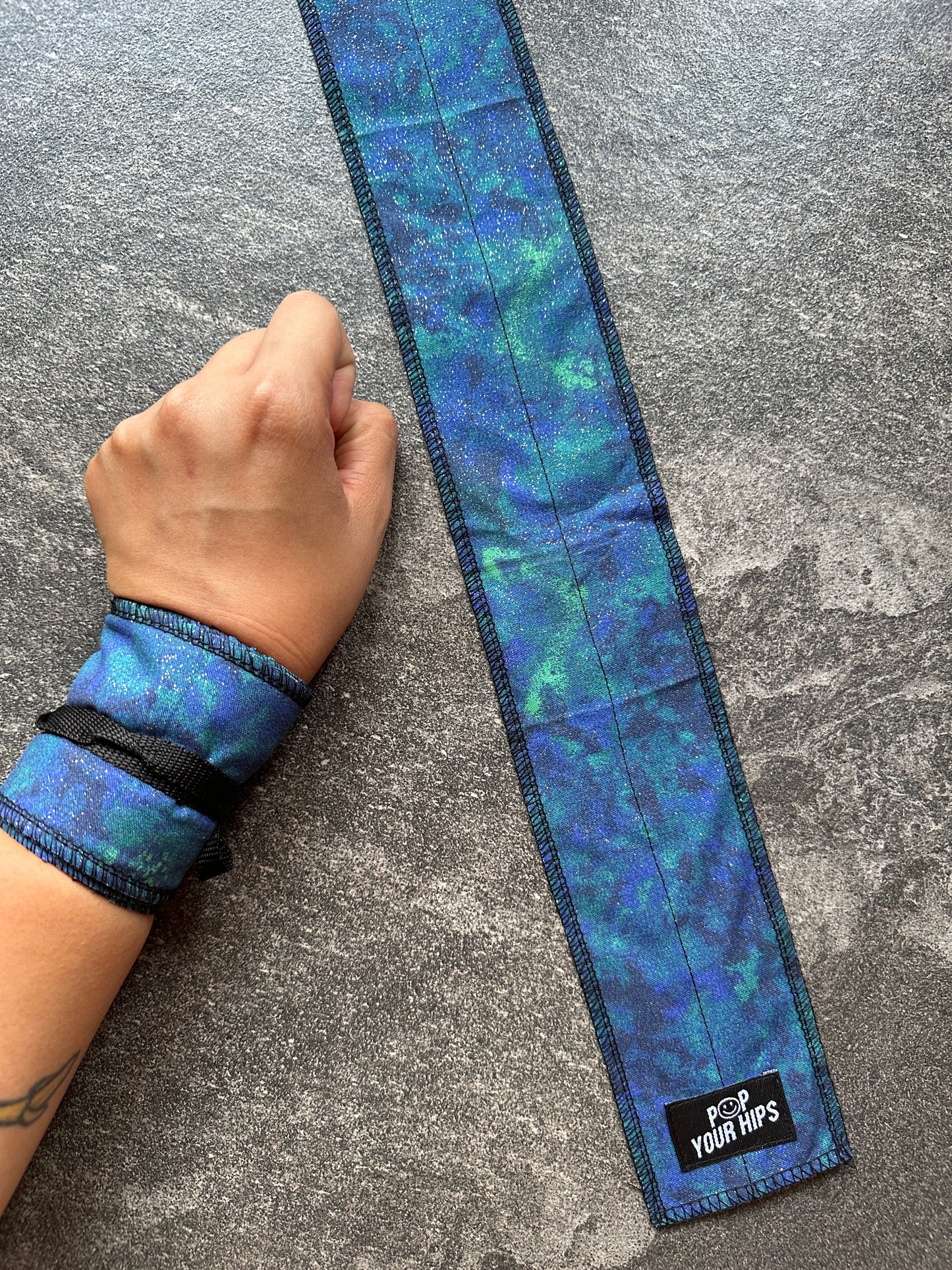 Blue glitter wrist wraps