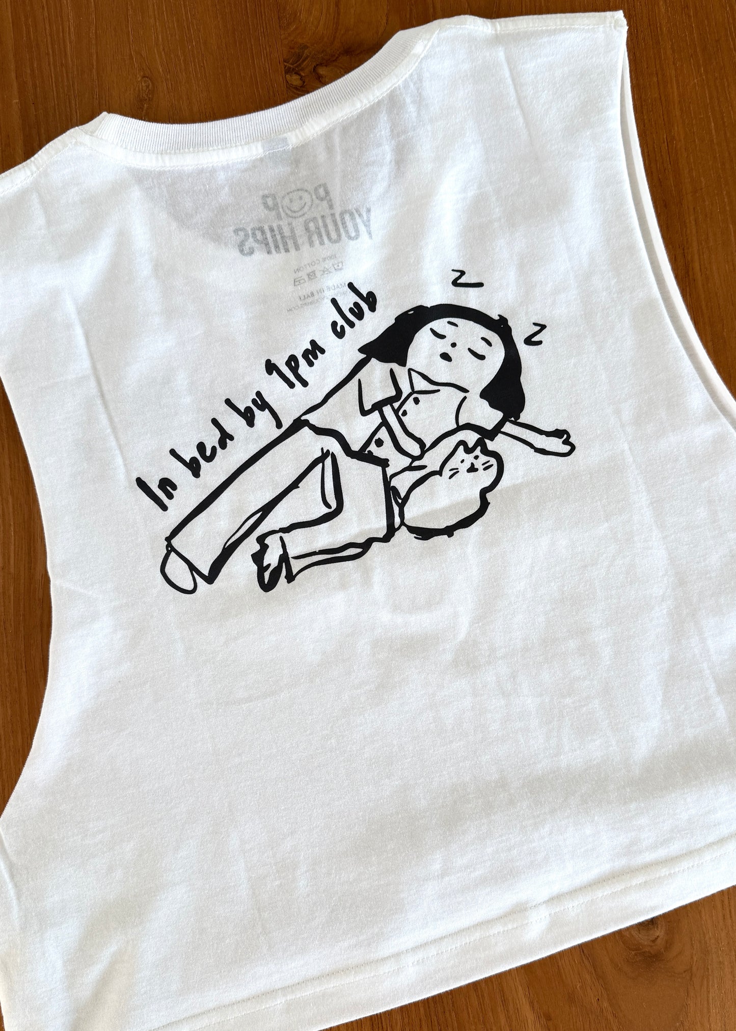 In bed by 9pm club cropped muscle tank