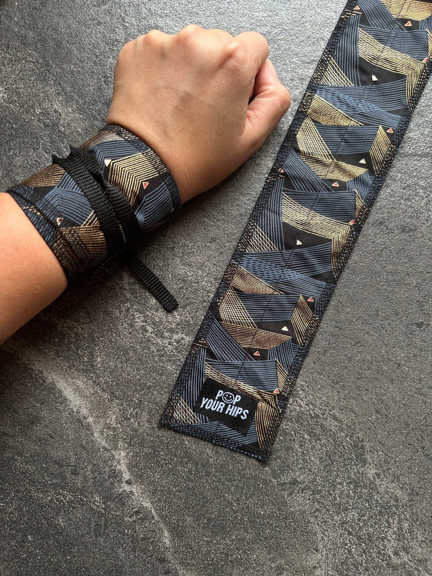 Gold geometric wrist wraps