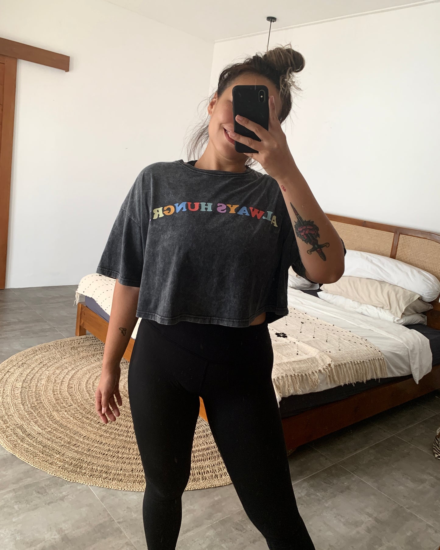 Always hungry oversized cropped tee