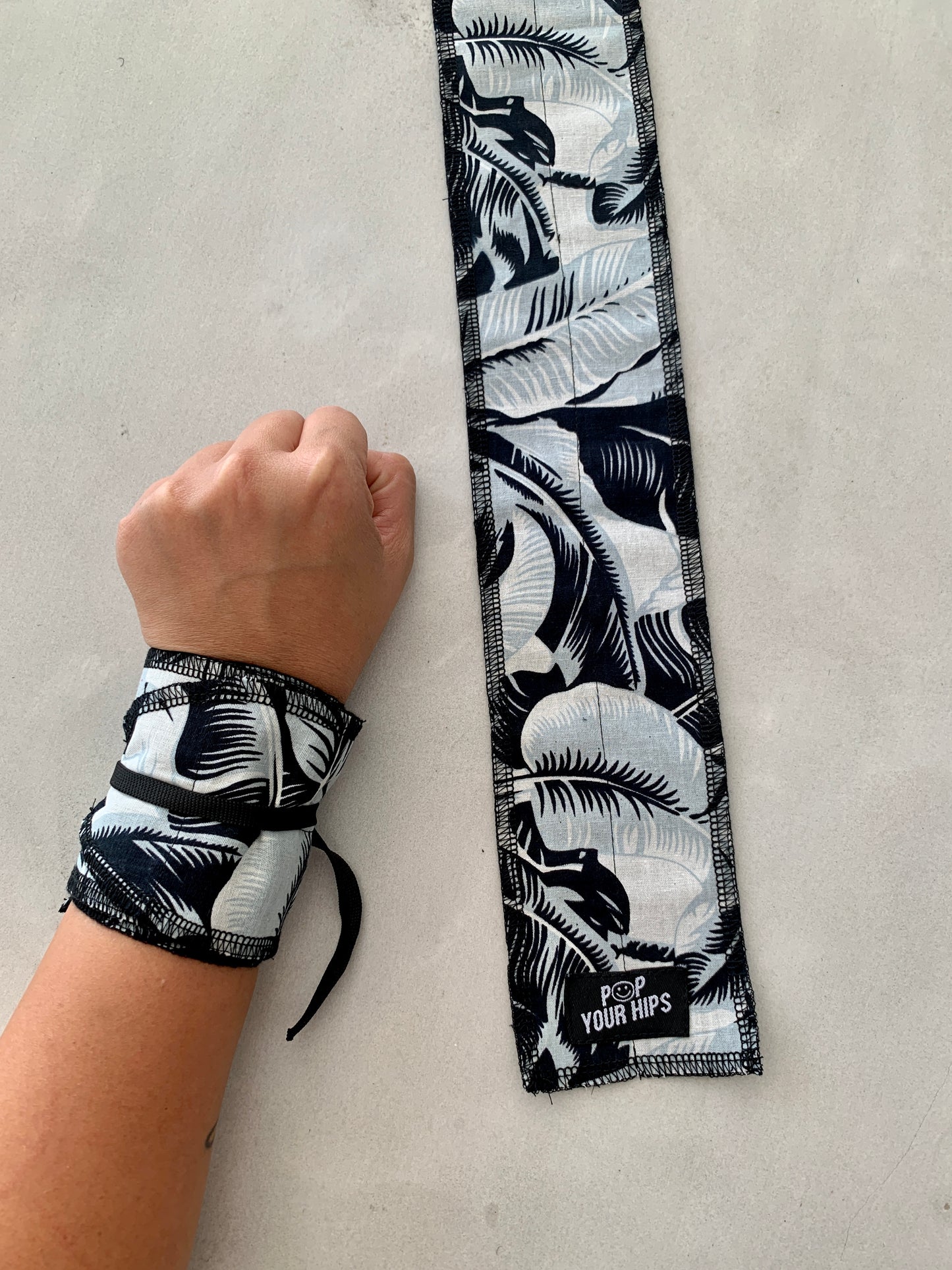 Blue tropical wrist wraps