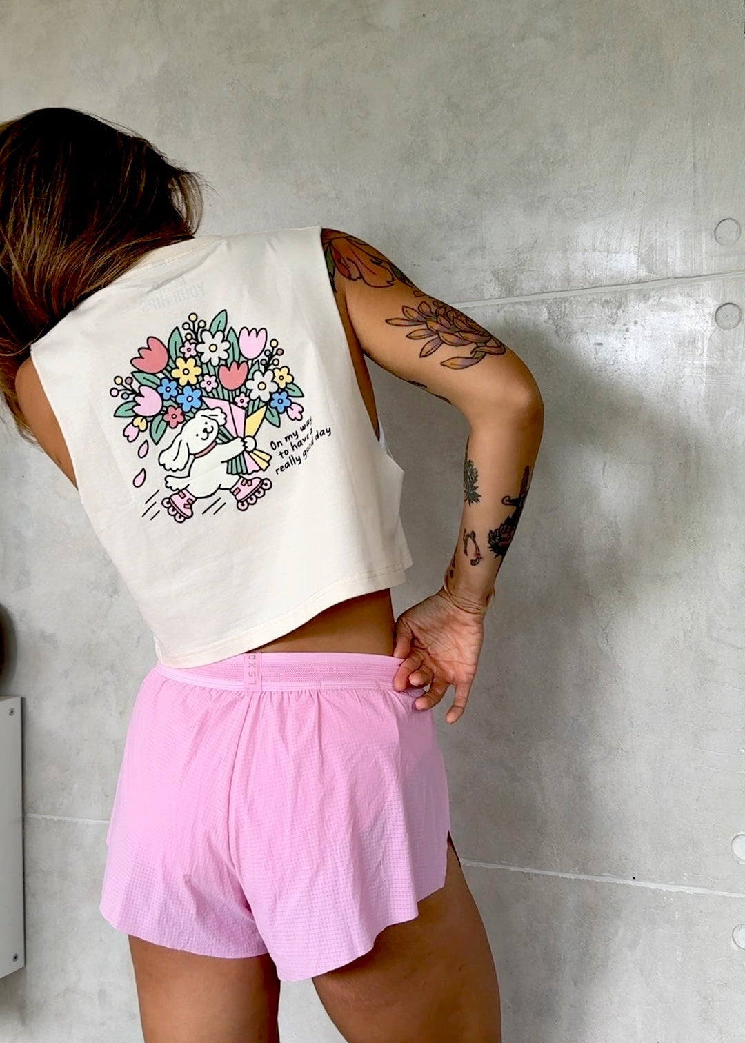 On my way to have a really good day cropped muscle tank