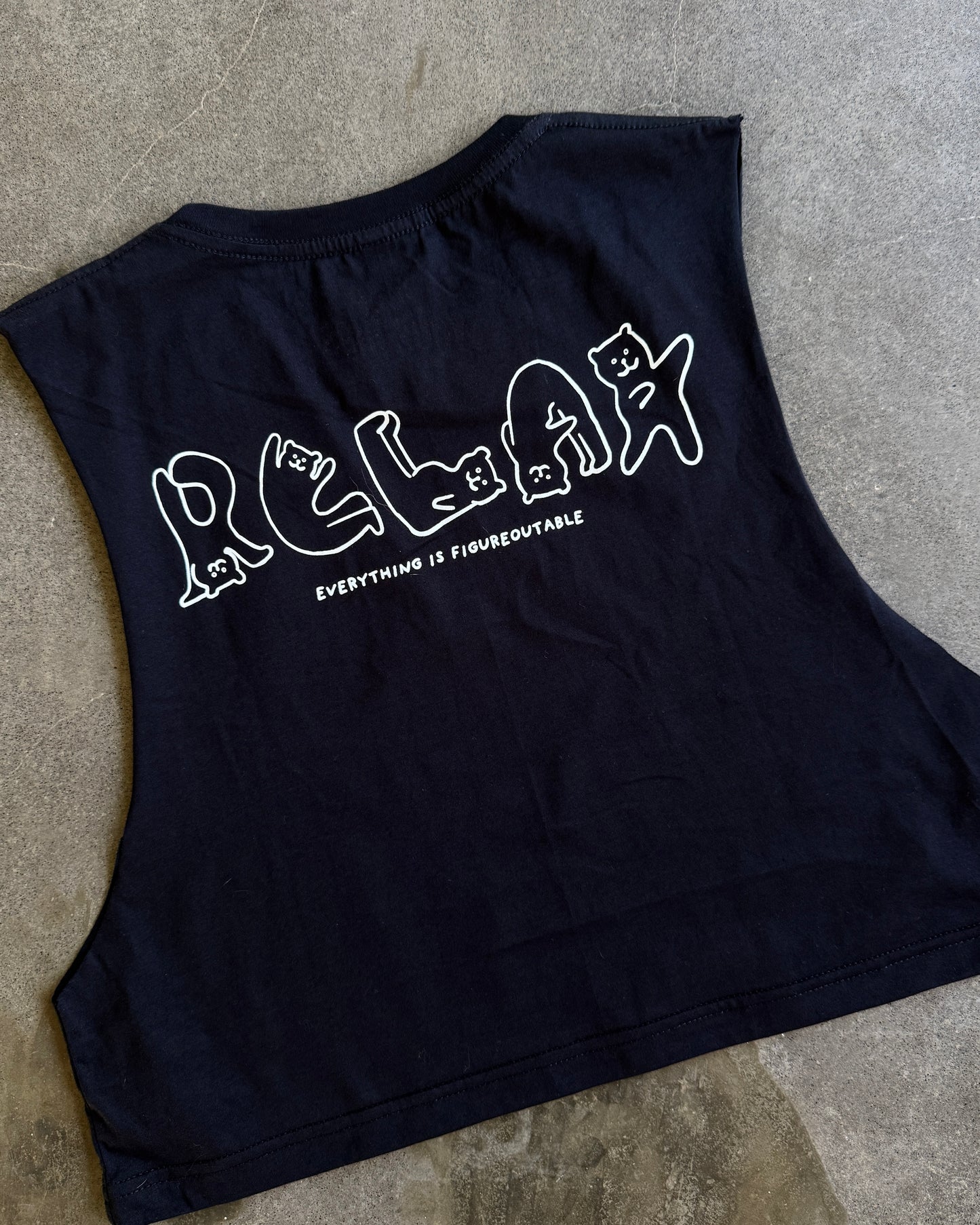 Relax, everything is figureoutable cropped muscle tank