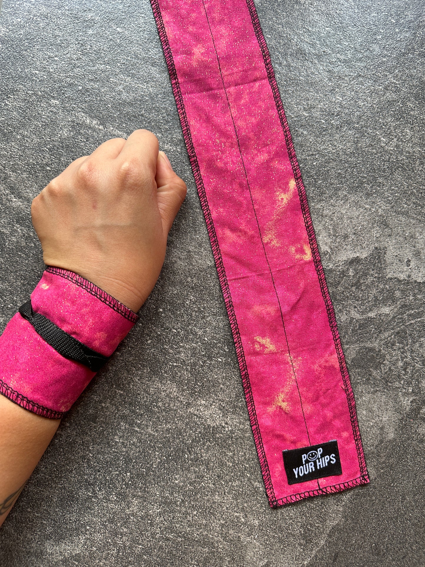 Pink glitter wrist wraps
