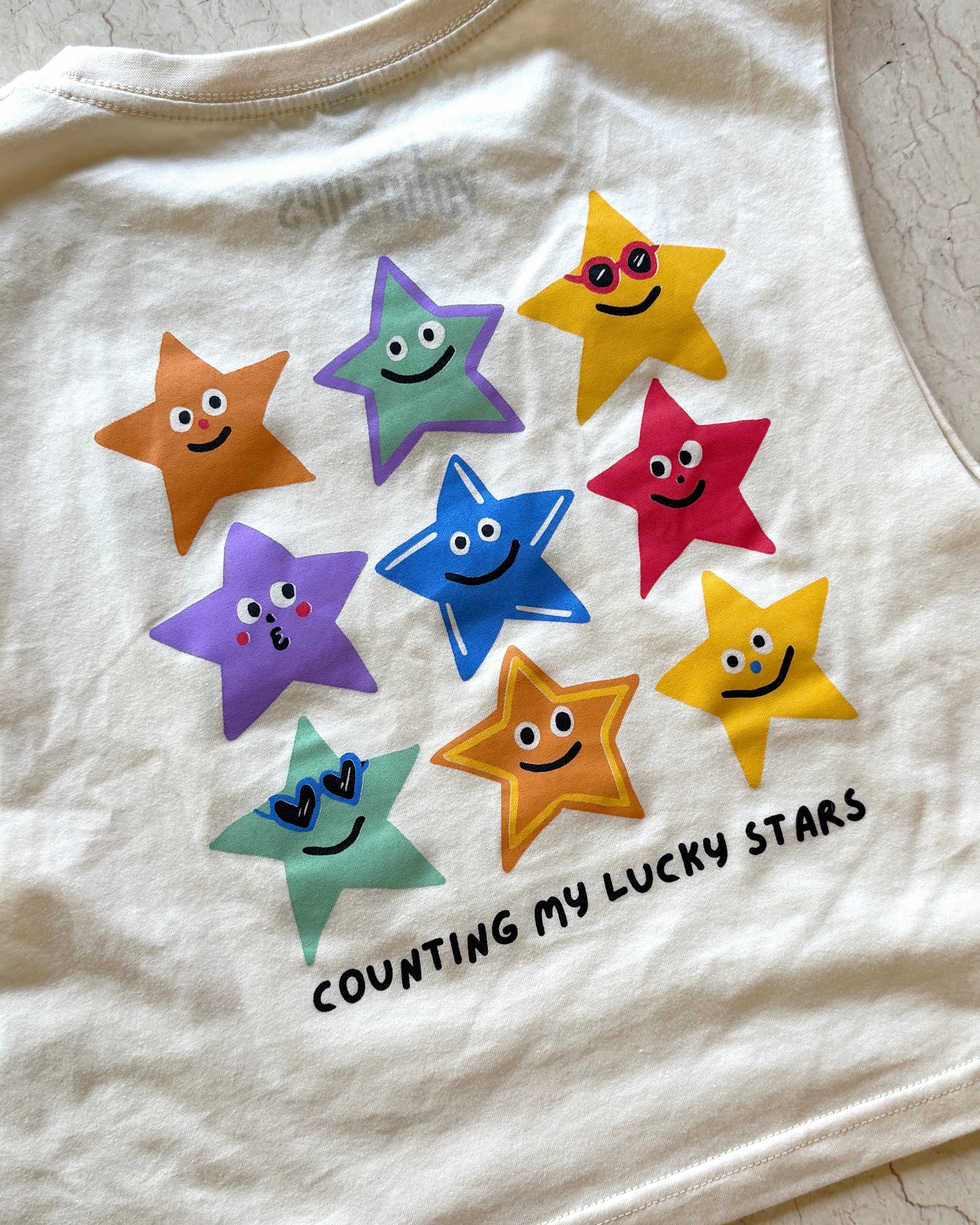 Counting my lucky stars cropped muscle tank