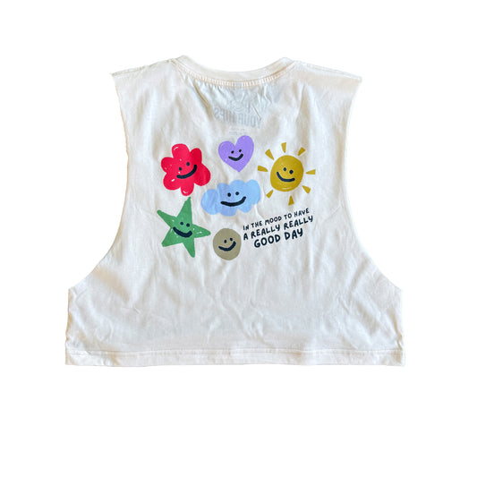 In the mood to have a really really good day cropped muscle tank
