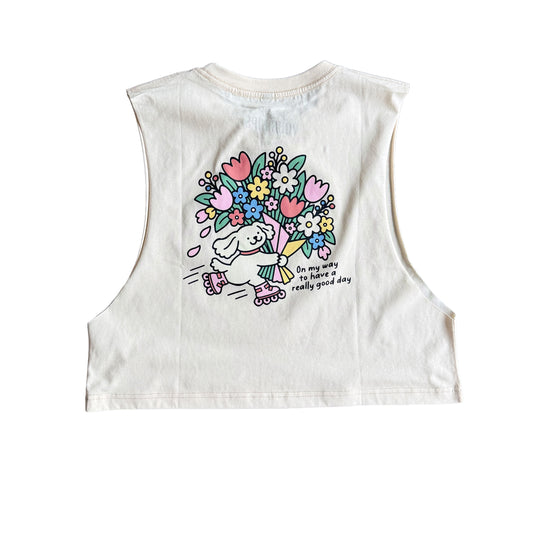 On my way to have a really good day cropped muscle tank