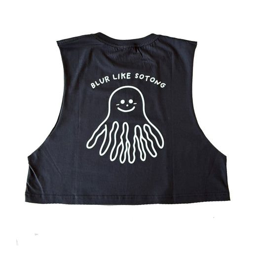 Blur like sotong cropped muscle tank
