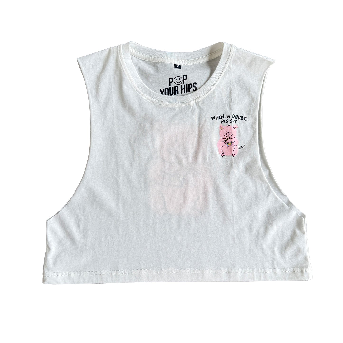When in doubt, pig out cropped muscle tank