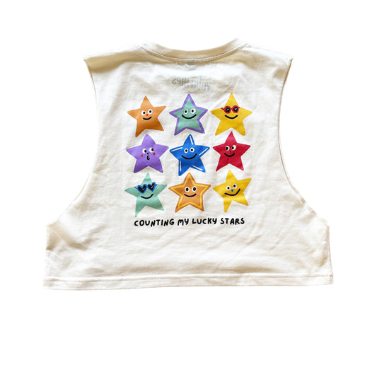 Counting my lucky stars cropped muscle tank