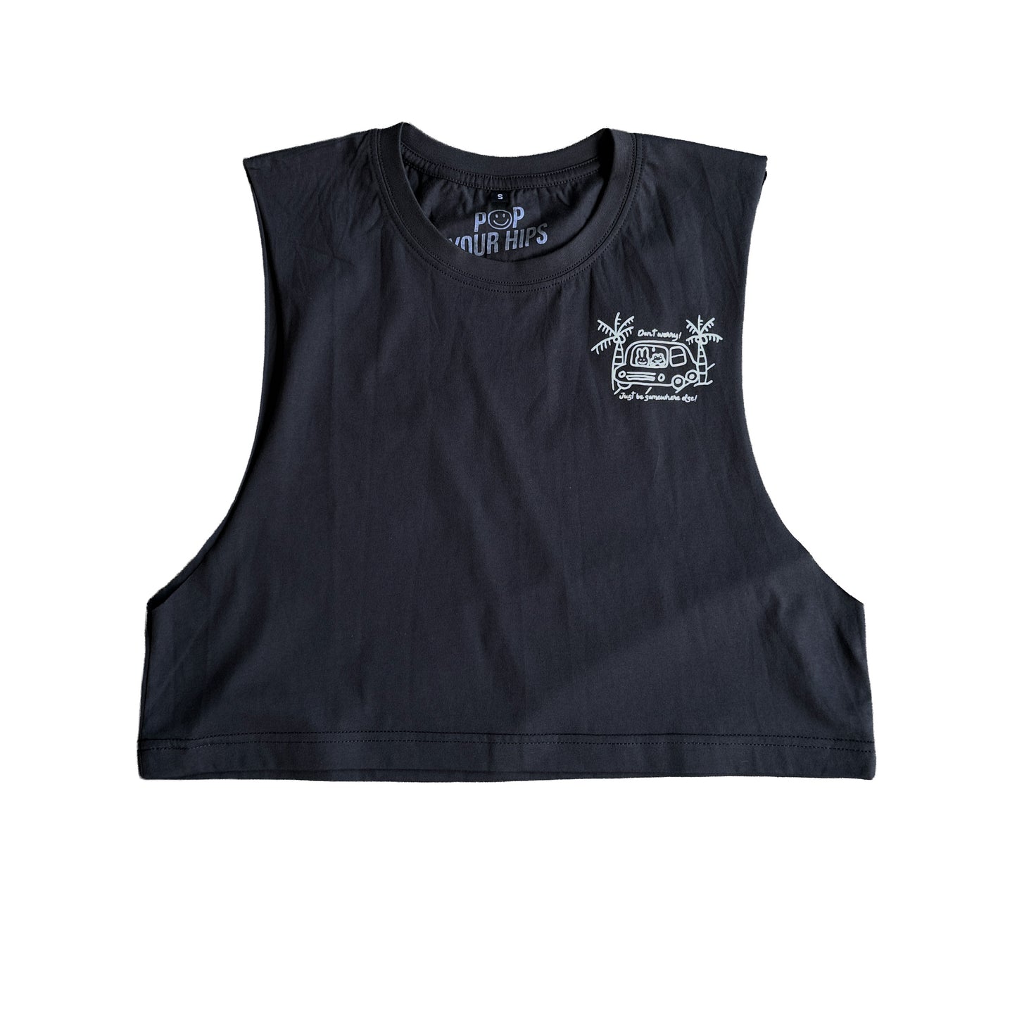 Don't worry just be somewhere else cropped muscle tank