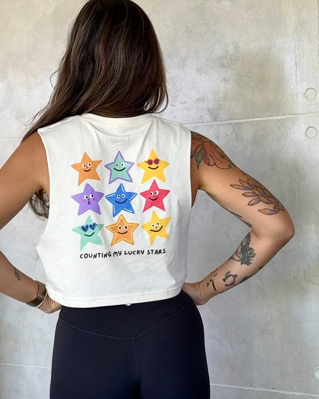 Counting my lucky stars cropped muscle tank