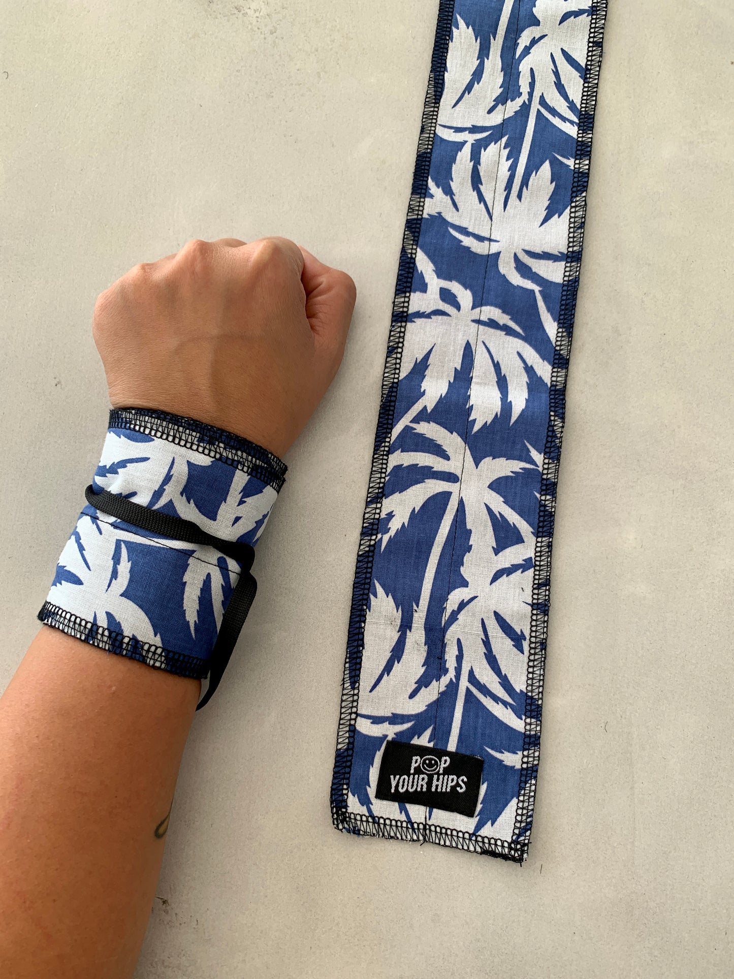 Blue palms wrist wraps