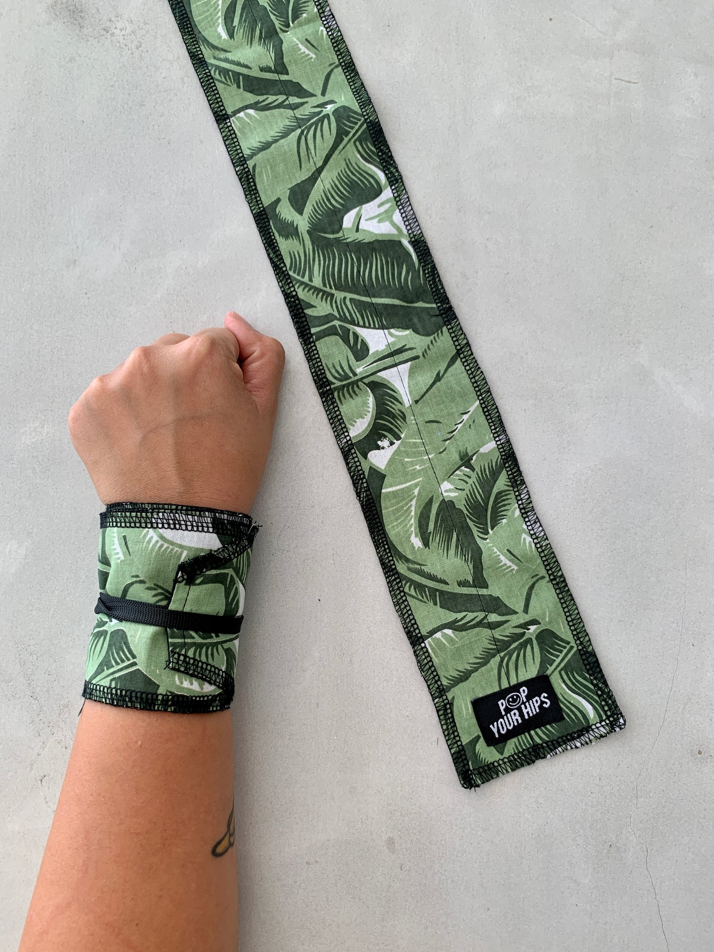 Green tropical wrist wraps
