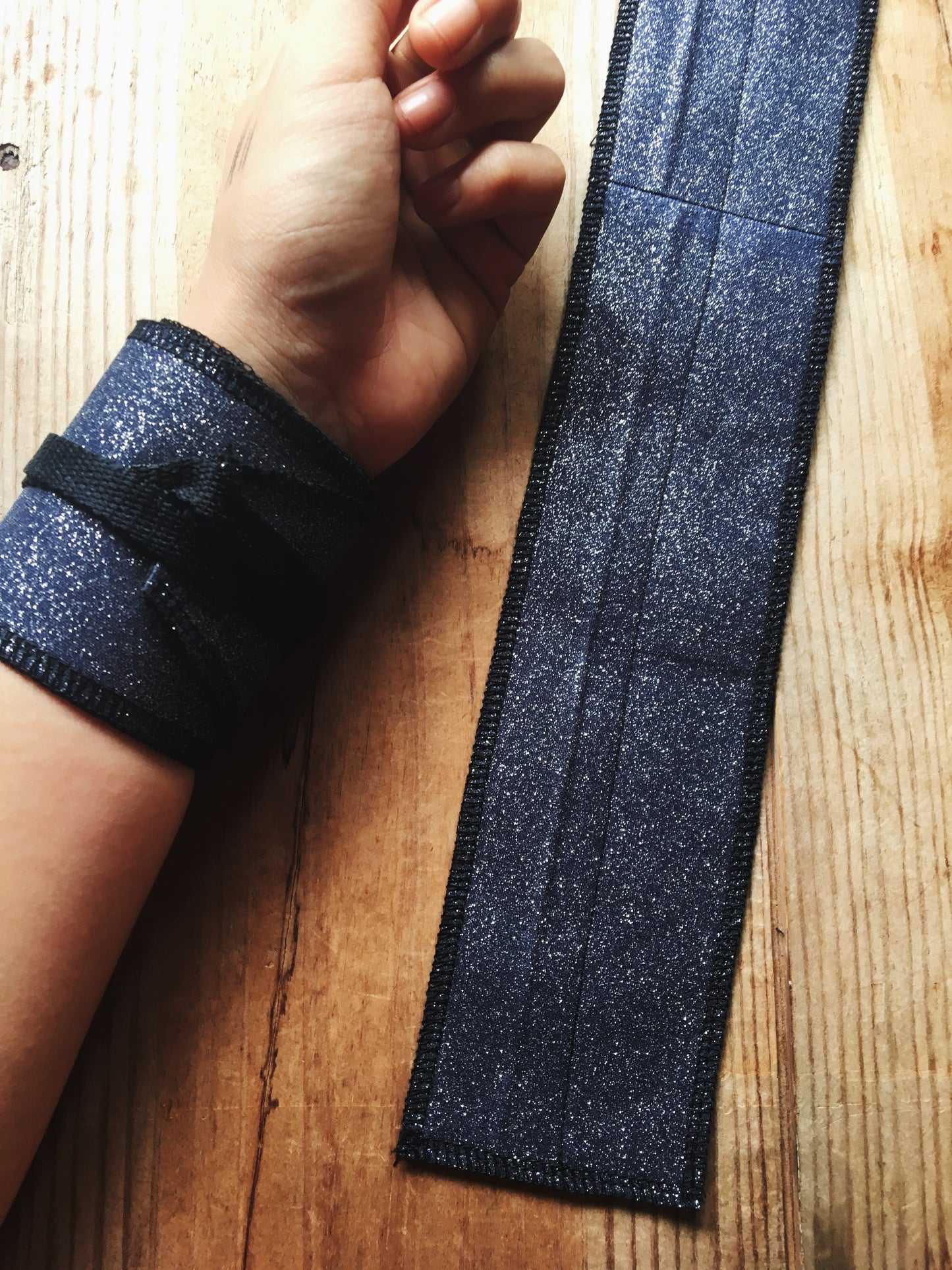 Dark blue glitter wrist wraps