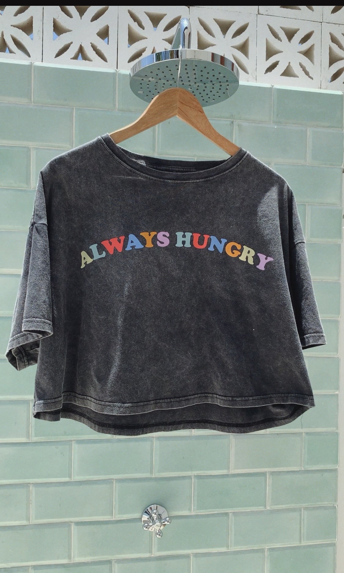 Always hungry oversized cropped tee